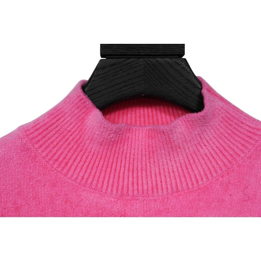 Balenciaga Women Turtleneck Sweater Shirt Small Pink Velvet Short Sleeve Stretch - Picture 4 of 9